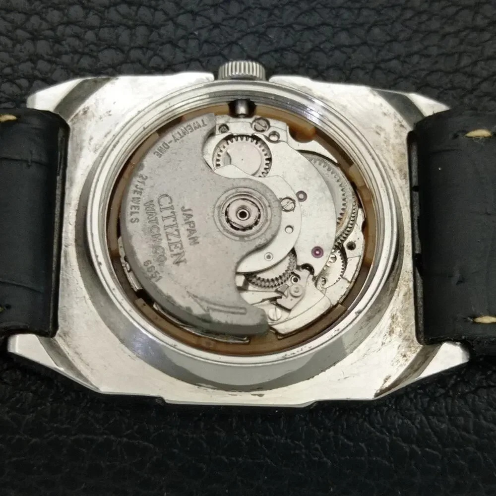 Vintage 1981 Citizen Automatic Mens Silver Watch W/daydate & Gold accents